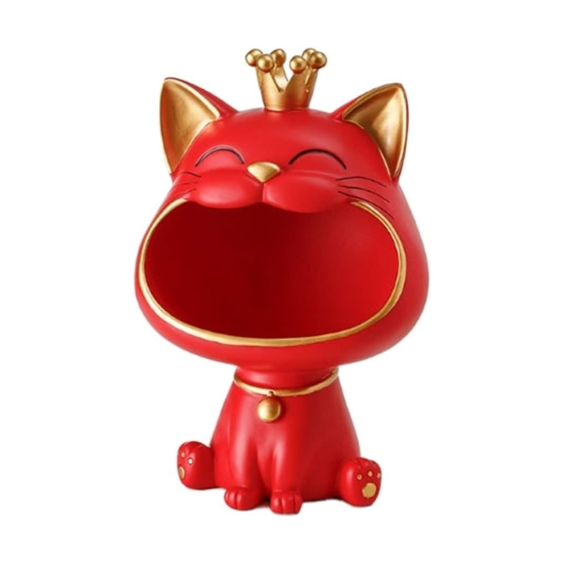 Laughing Lucky Cat Decoration, Bowl for Sweets and Jewelry, Modern Design | Stornfield