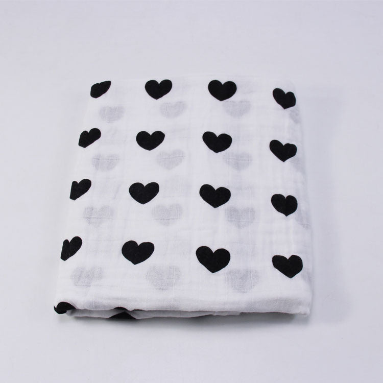Cotton Muslin Baby Blanket with Heart Pattern Stornfield