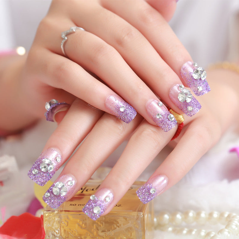 Glamorous Rhinestone-Studded Press-On Nails