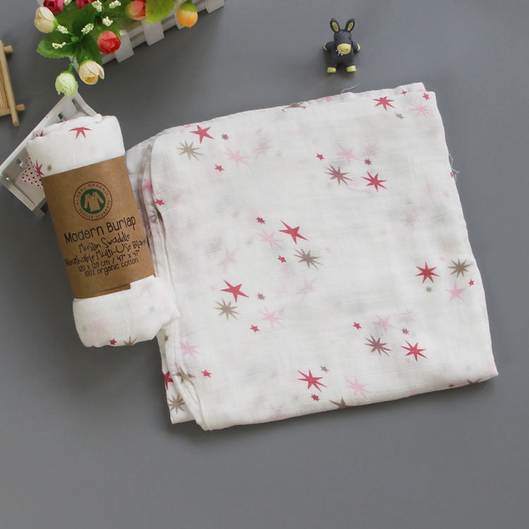 Cotton Muslin Baby Blanket with Heart Pattern Stornfield