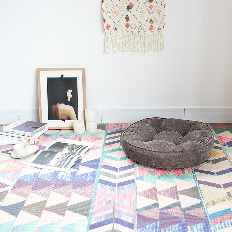 Flat-woven rectangular rug for living and entrance areas with quatrefoil pattern Stornfield