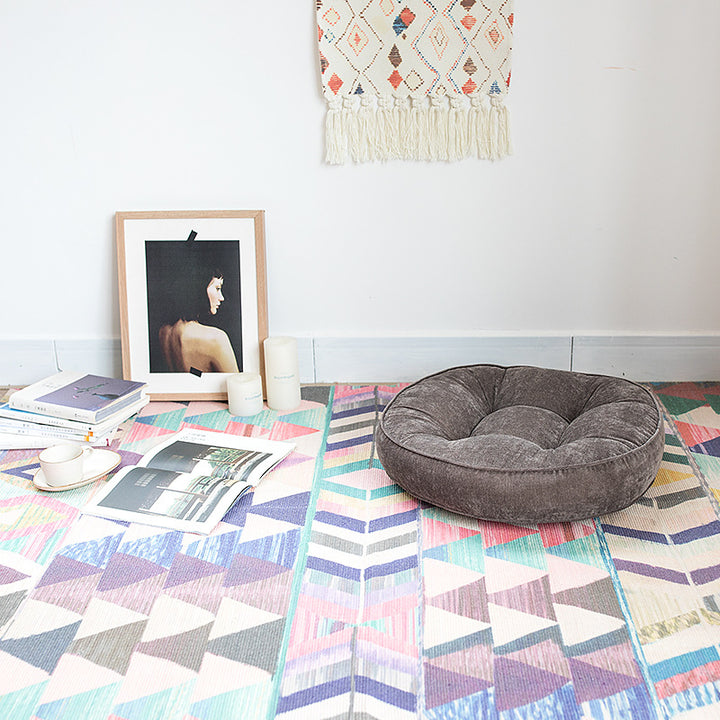 Flat-woven rectangular rug for living and entrance areas with quatrefoil pattern Stornfield