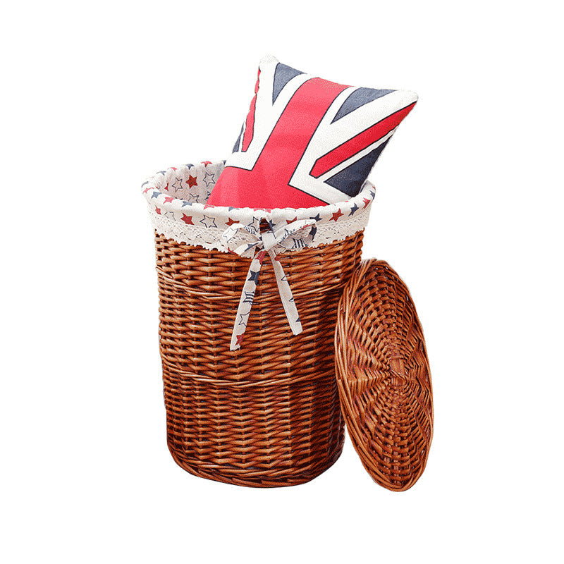 Women's laundry basket made of woven natural material with decorative fabric lining Stornfield