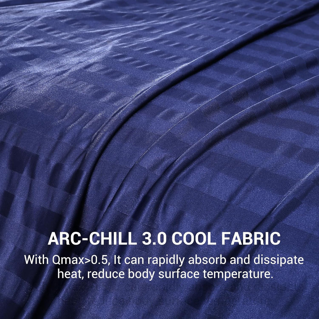 Cooling Blanket – Q-Max > 0.5, Striped & Breathable for Hot Sleepers of Navy Blue | Stornfield