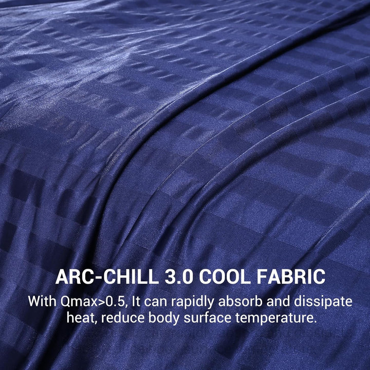 Cooling Blanket – Q-Max > 0.5, Striped & Breathable for Hot Sleepers of Navy Blue | Stornfield