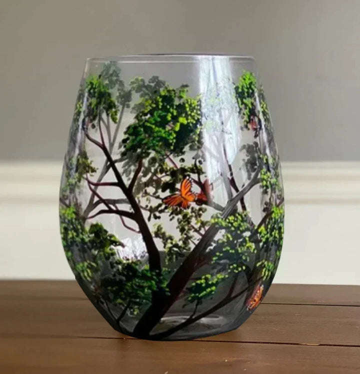 Stornfield | Hand Painted Four Seasons Tree Wine Glasses | Unique Art