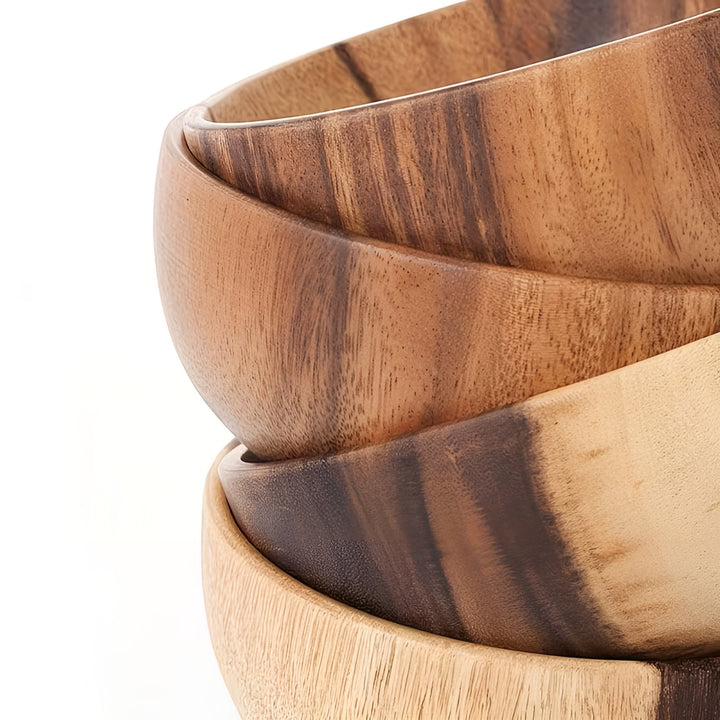 Wood Serving Bowls Set (4-piece) – ReusaStornfielde and Handcrafted | Perfect for Salad, Soup, Rice & Ramen | Stornfield