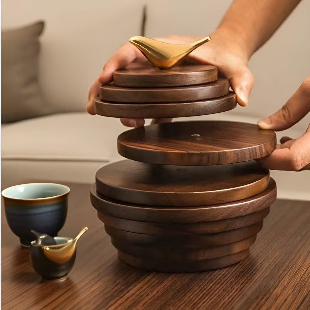 Walnut Wood Coaster – Heat Resistant & Anti-Scalding | Ideal for Cups, Glasses, and Pots | Stornfield