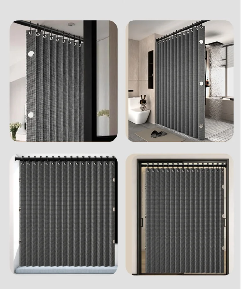 MagnaFold Foldable Shower Curtain with Magnets Stornfield