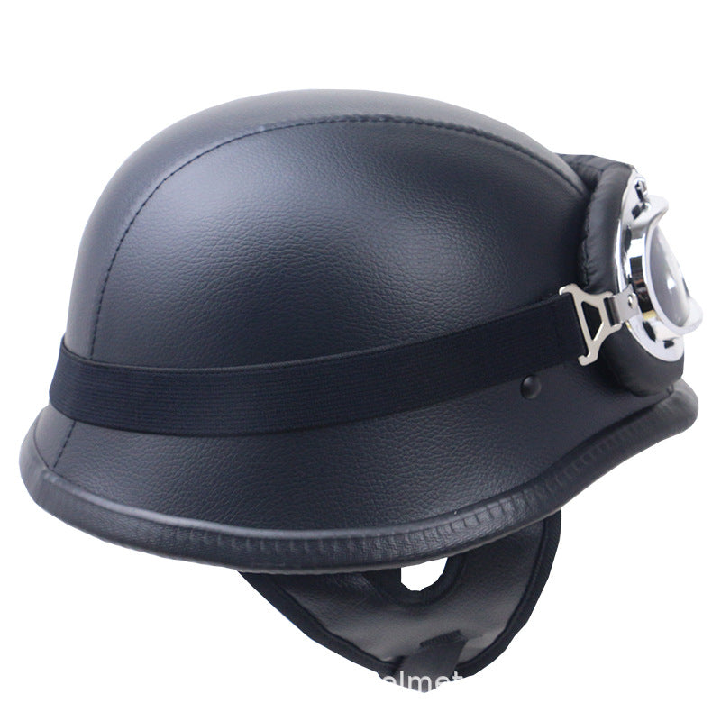 Vintage Carbon Fiber Motorcycle Helmet with Goggles Stornfield