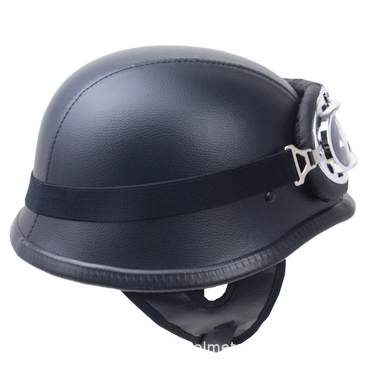 Vintage Carbon Fiber Motorcycle Helmet with Goggles Stornfield