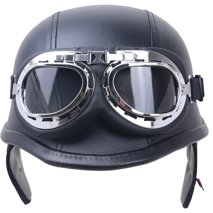 Vintage Carbon Fiber Motorcycle Helmet with Goggles Stornfield