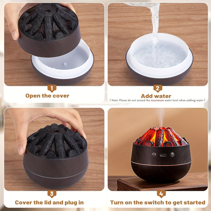 Stornfield | Fire Diffuser - Simulated Charcoal Mini Air Humidifier with Realistic Flame Effect