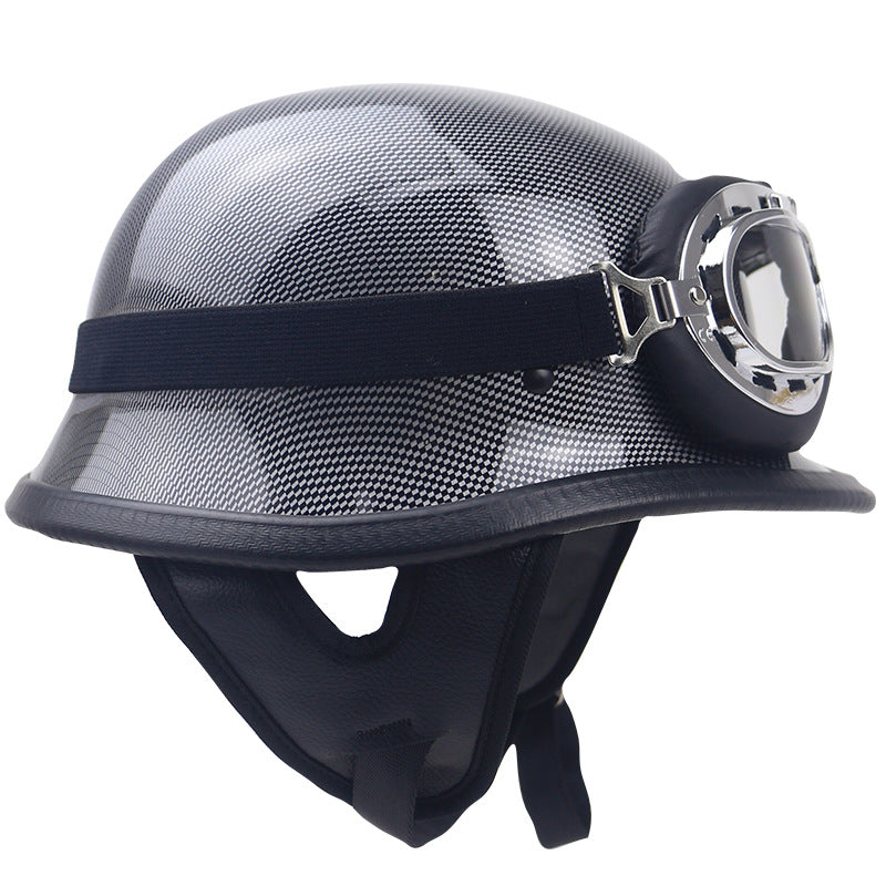 Classic Carbon Fiber Motorcycle Helmet with Goggles Stornfield