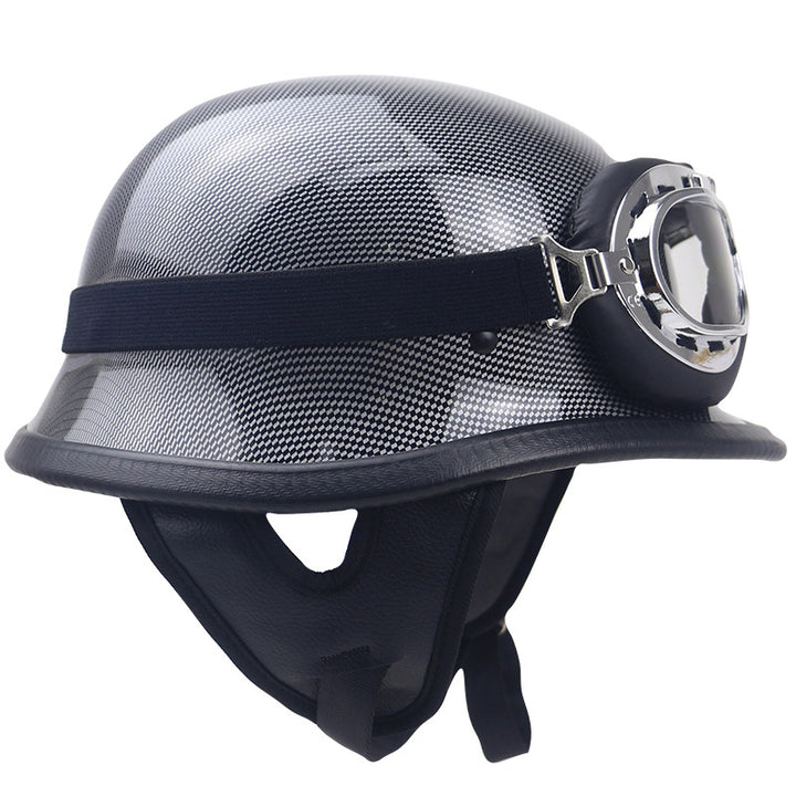 Classic Carbon Fiber Motorcycle Helmet with Goggles Stornfield