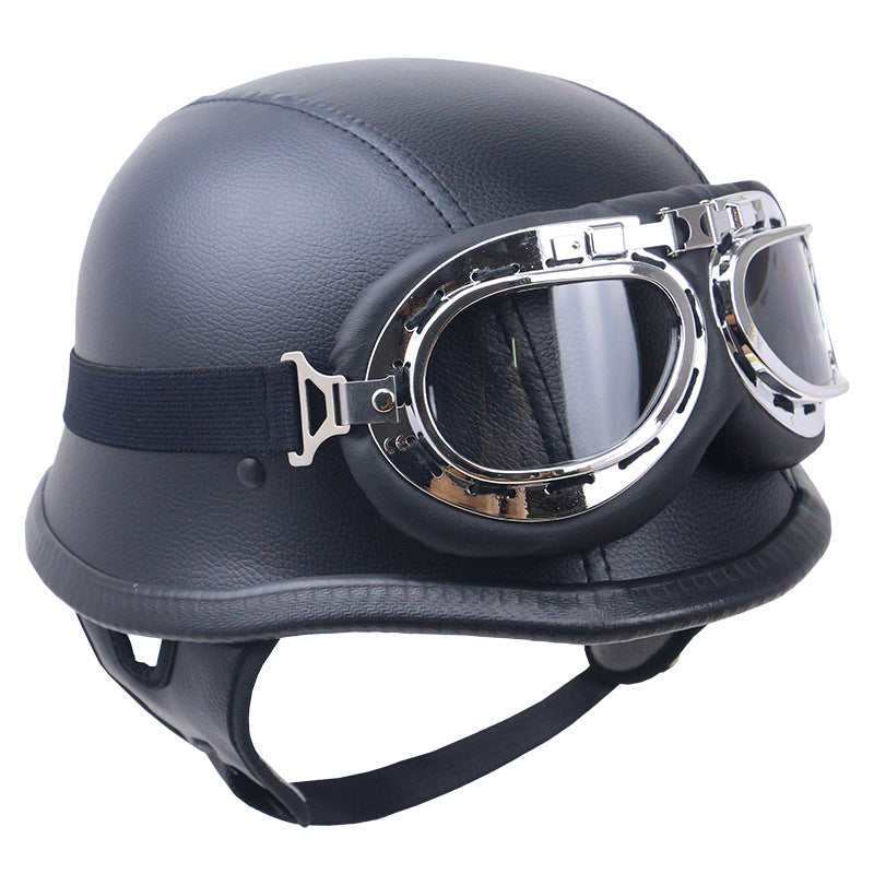 Vintage Carbon Fiber Motorcycle Helmet with Goggles Stornfield