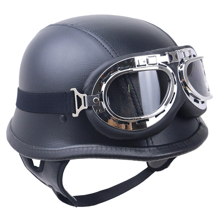 Vintage Carbon Fiber Motorcycle Helmet with Goggles Stornfield