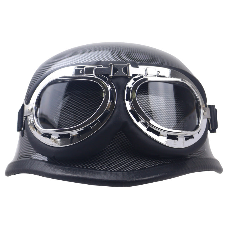 Classic Carbon Fiber Motorcycle Helmet with Goggles Stornfield