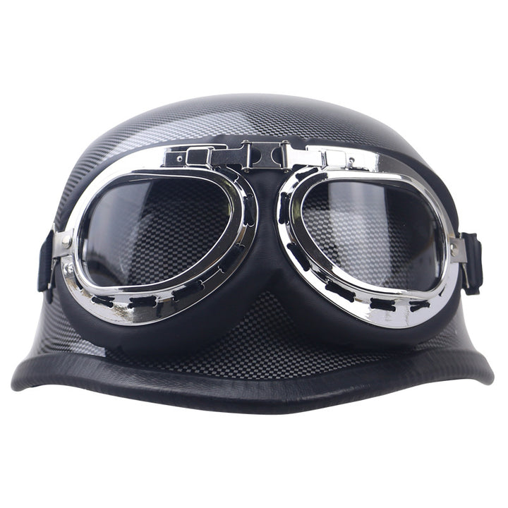 Classic Carbon Fiber Motorcycle Helmet with Goggles Stornfield