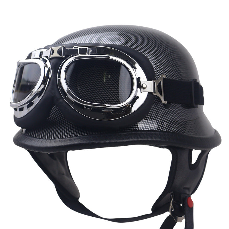 Classic Carbon Fiber Motorcycle Helmet with Goggles Stornfield