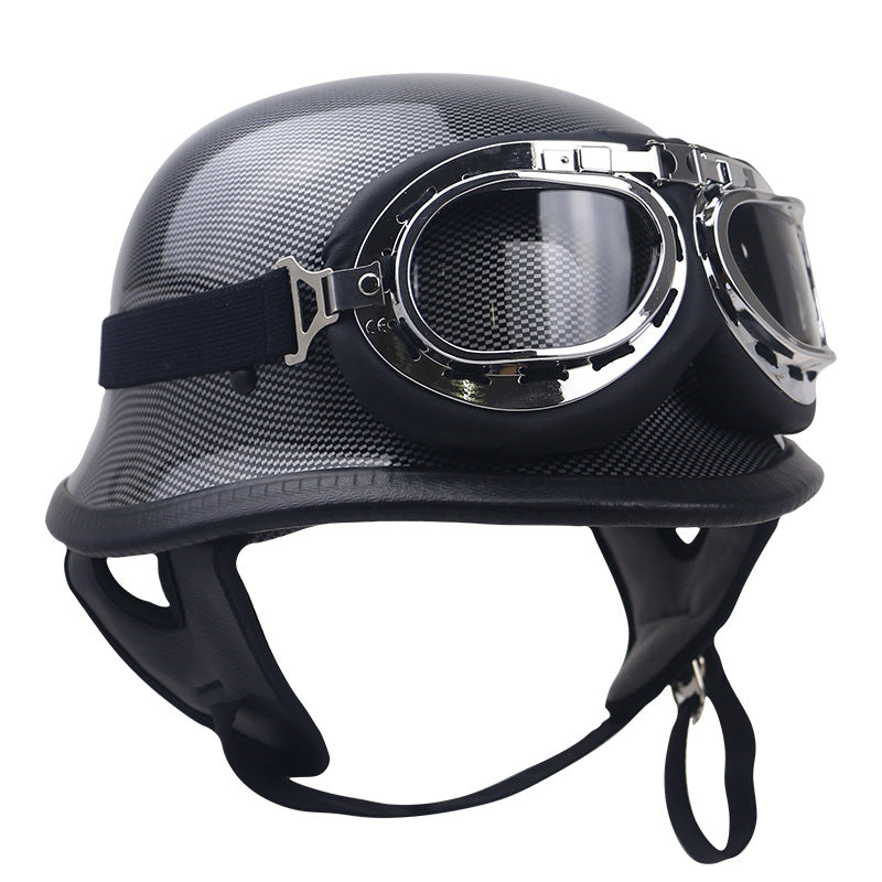 Classic Carbon Fiber Motorcycle Helmet with Goggles Stornfield