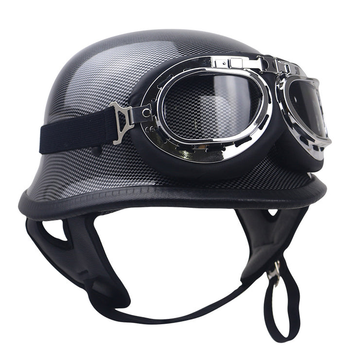Classic Carbon Fiber Motorcycle Helmet with Goggles Stornfield