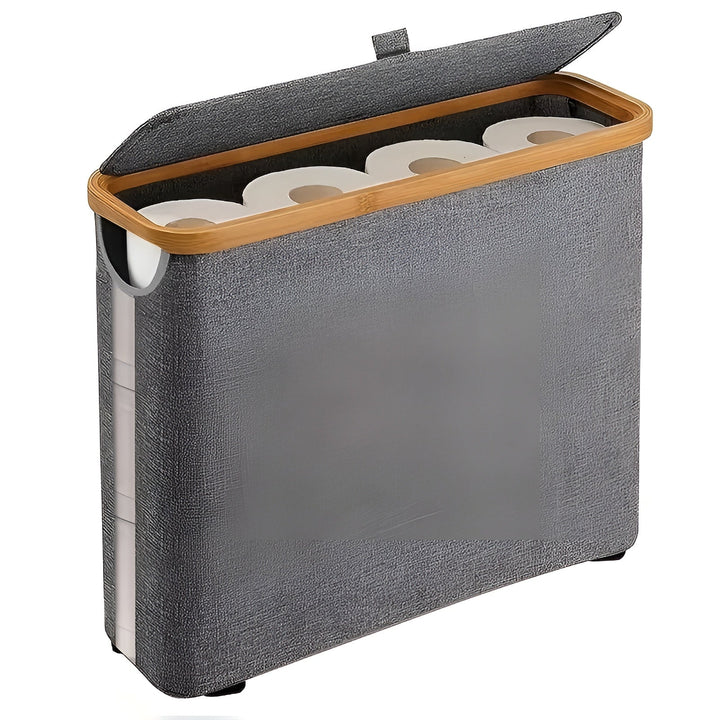 Large toilet paper holder with lid – space-saving & foldaStornfielde | wooden frame for bathroom & toilet | Stornfield