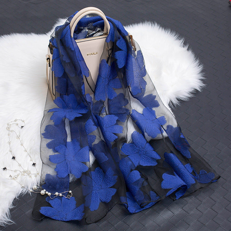 Stornfield | Silk scarf with cut flowers hollow motif