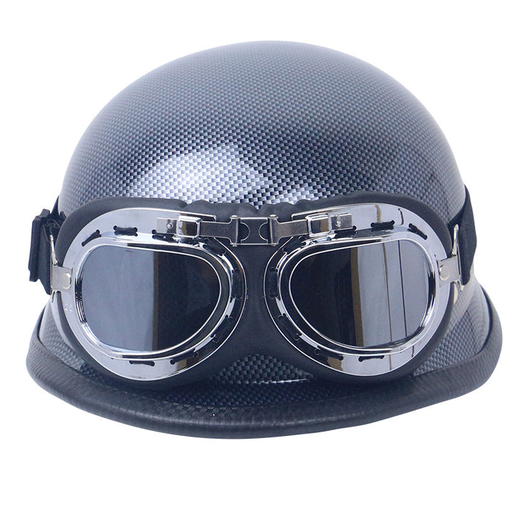 Retro Motorcycle Helmet with Goggles Stornfield