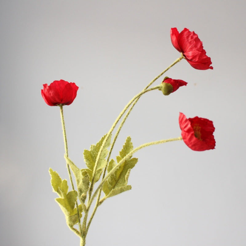 Lifelike Silk Poppy Flower Stem