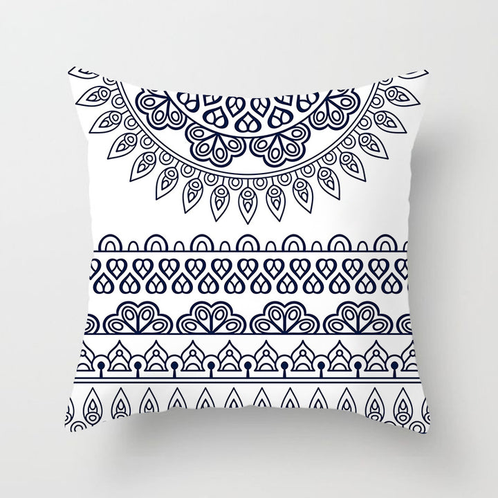 Square Mandala Decorative Pillow Cover with Hidden Zipper