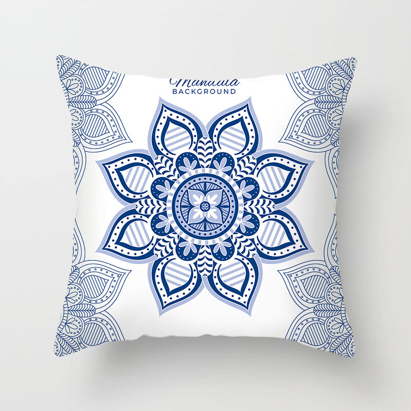 Square Mandala Decorative Pillow Cover with Hidden Zipper