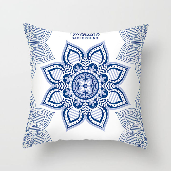 Square Mandala Decorative Pillow Cover with Hidden Zipper