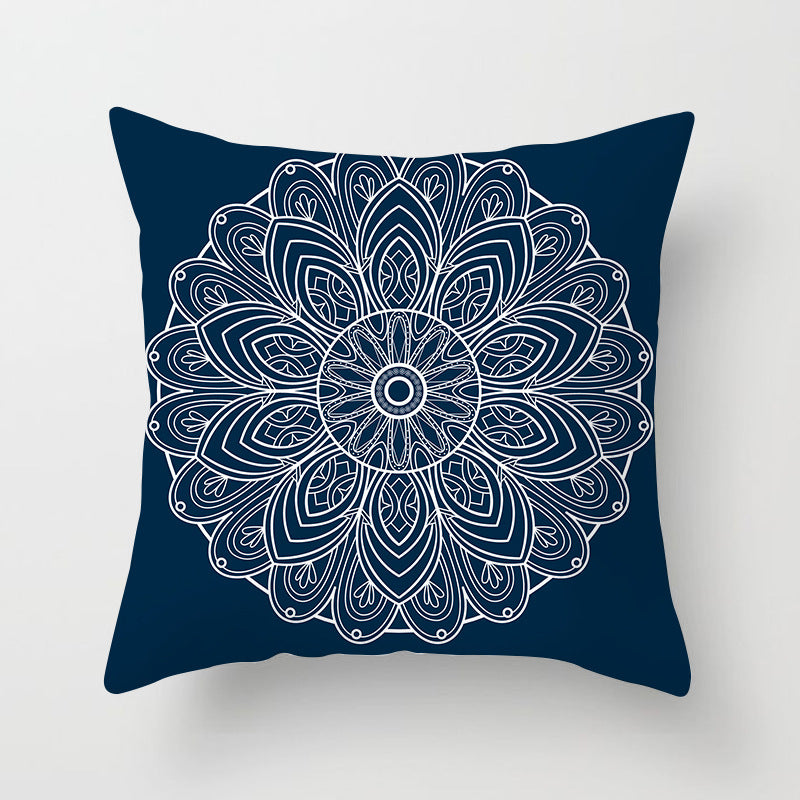 Square Mandala Decorative Pillow Cover with Hidden Zipper