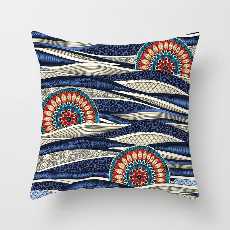 Square Mandala Decorative Pillow Cover with Hidden Zipper