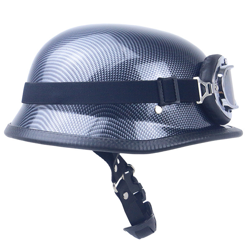 Retro Motorcycle Helmet with Goggles Stornfield