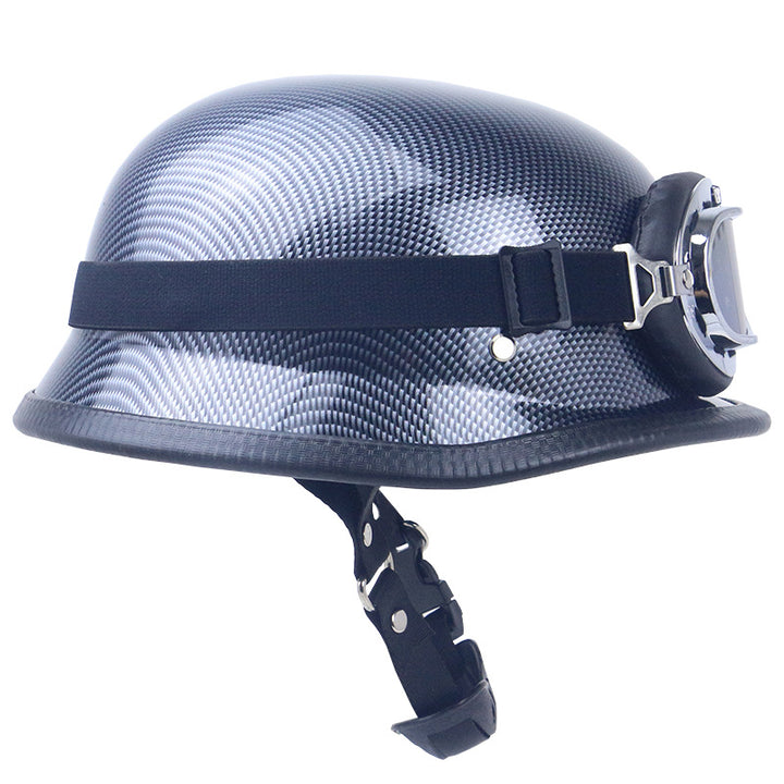 Retro Motorcycle Helmet with Goggles Stornfield