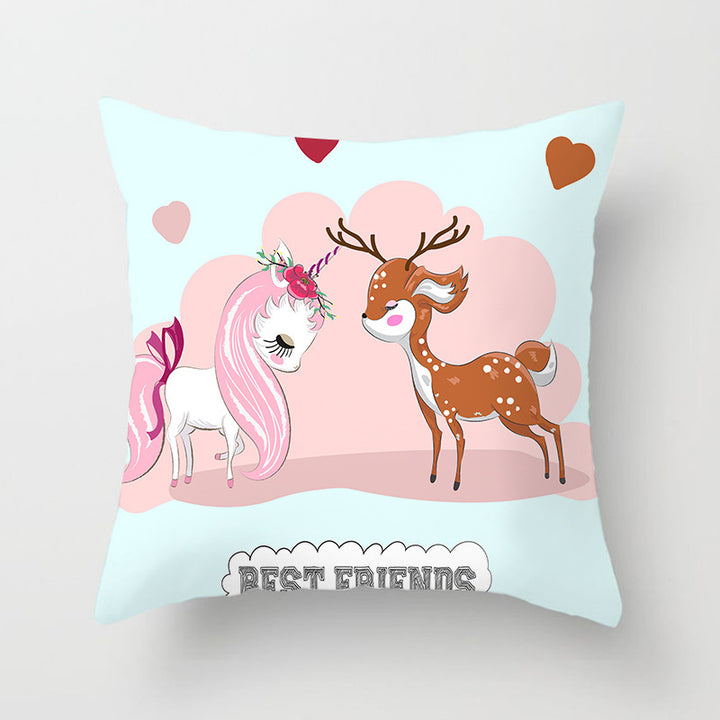 Square Decorative Pillow Cover with Mermaid Penguin Illustration and Concealed Zipper