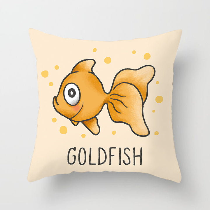 Square Decorative Pillow Cover with Mermaid Penguin Illustration and Concealed Zipper