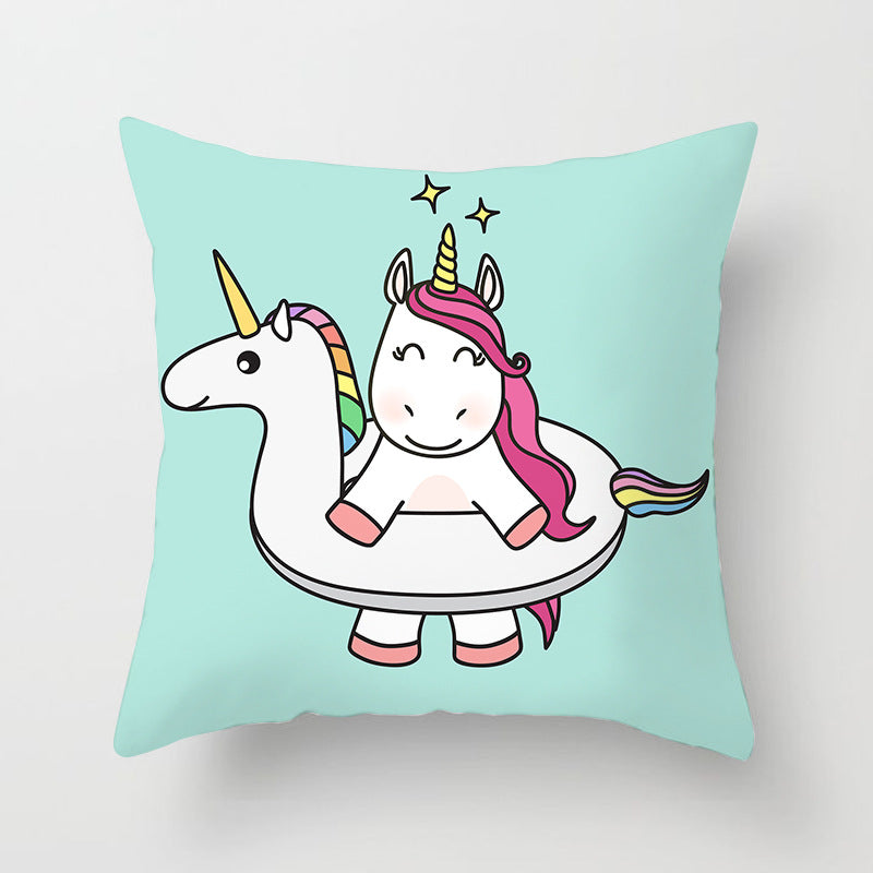 Square Decorative Pillow Cover with Mermaid Penguin Illustration and Concealed Zipper