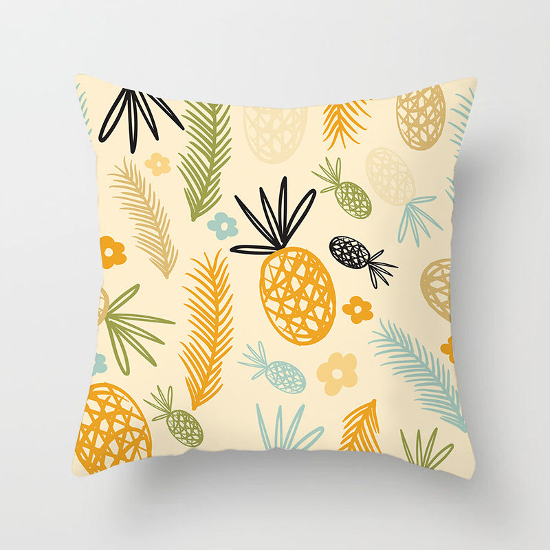 Tropical Pineapple and Banana Pattern Decorative Throw Pillow Cover