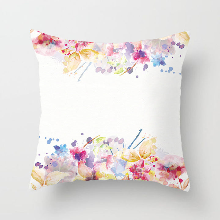 Decorative Square Throw Pillow Cover with Printed Potted Succulent Illustration and Hidden Zipper