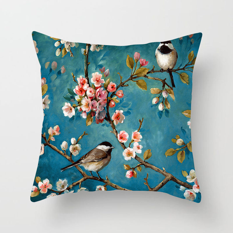 Decorative Square Throw Pillow Cover with Printed Potted Succulent Illustration and Hidden Zipper