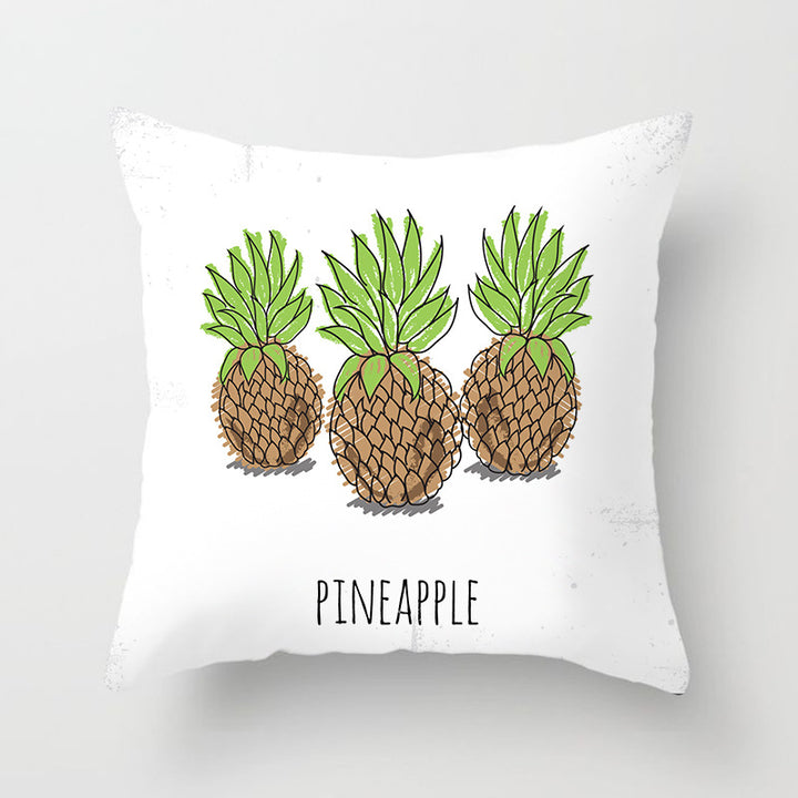 Decorative Square Throw Pillow Cover with Printed Potted Succulent Illustration and Hidden Zipper
