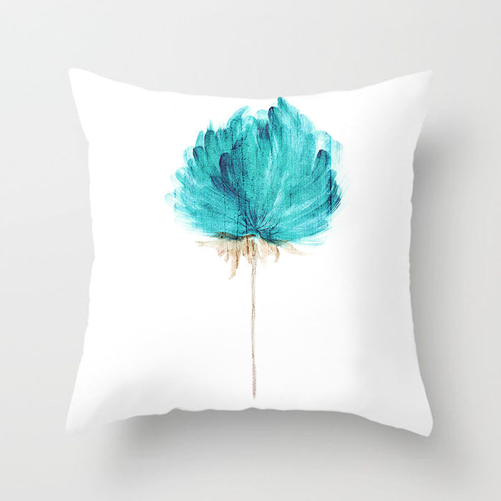 Decorative Square Throw Pillow Cover with Printed Potted Succulent Illustration and Hidden Zipper