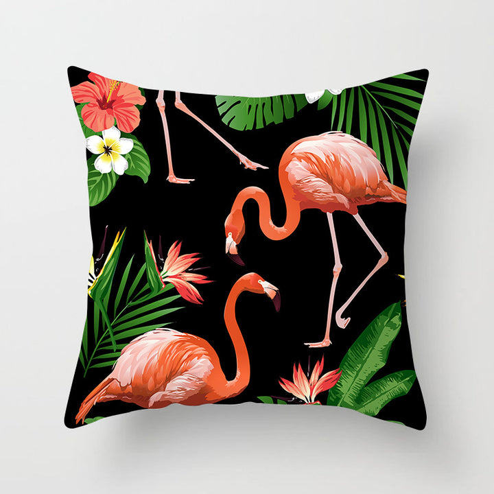 Decorative Square Throw Pillow Cover with Printed Potted Succulent Illustration and Hidden Zipper