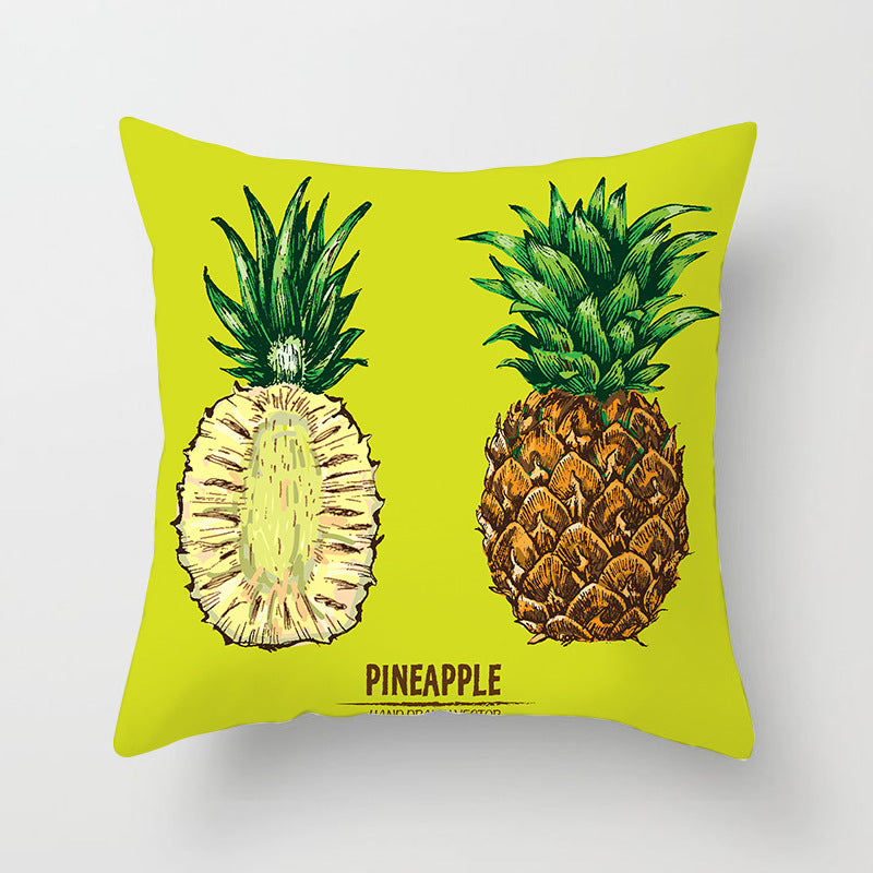 Decorative Square Throw Pillow Cover with Printed Potted Succulent Illustration and Hidden Zipper