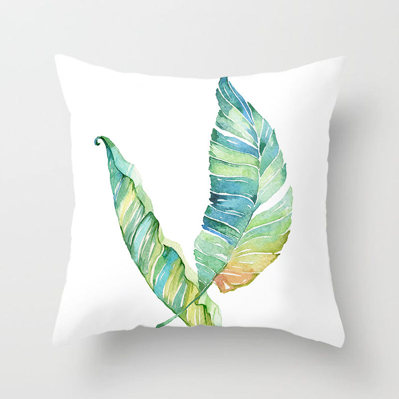Decorative Square Throw Pillow Cover with Printed Potted Succulent Illustration and Hidden Zipper