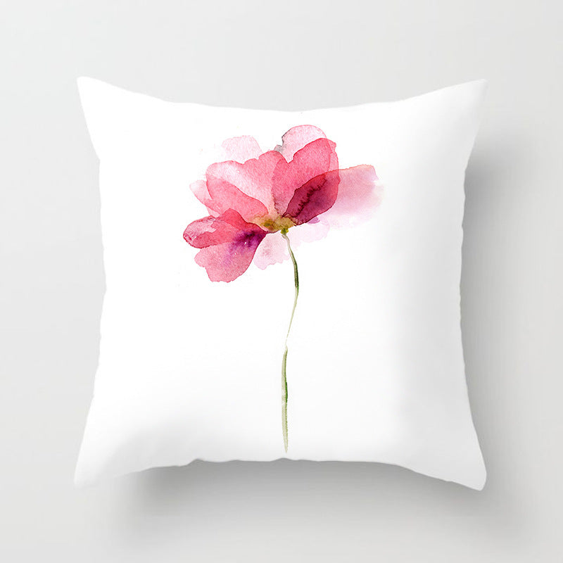 Decorative Square Throw Pillow Cover with Printed Potted Succulent Illustration and Hidden Zipper
