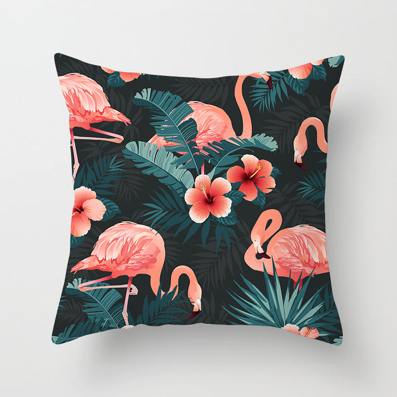 Decorative Square Throw Pillow Cover with Printed Potted Succulent Illustration and Hidden Zipper